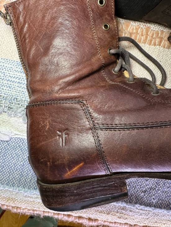 Frye Brown Leather Lace-Up Ankle Boots with Tan Interior main image 9
